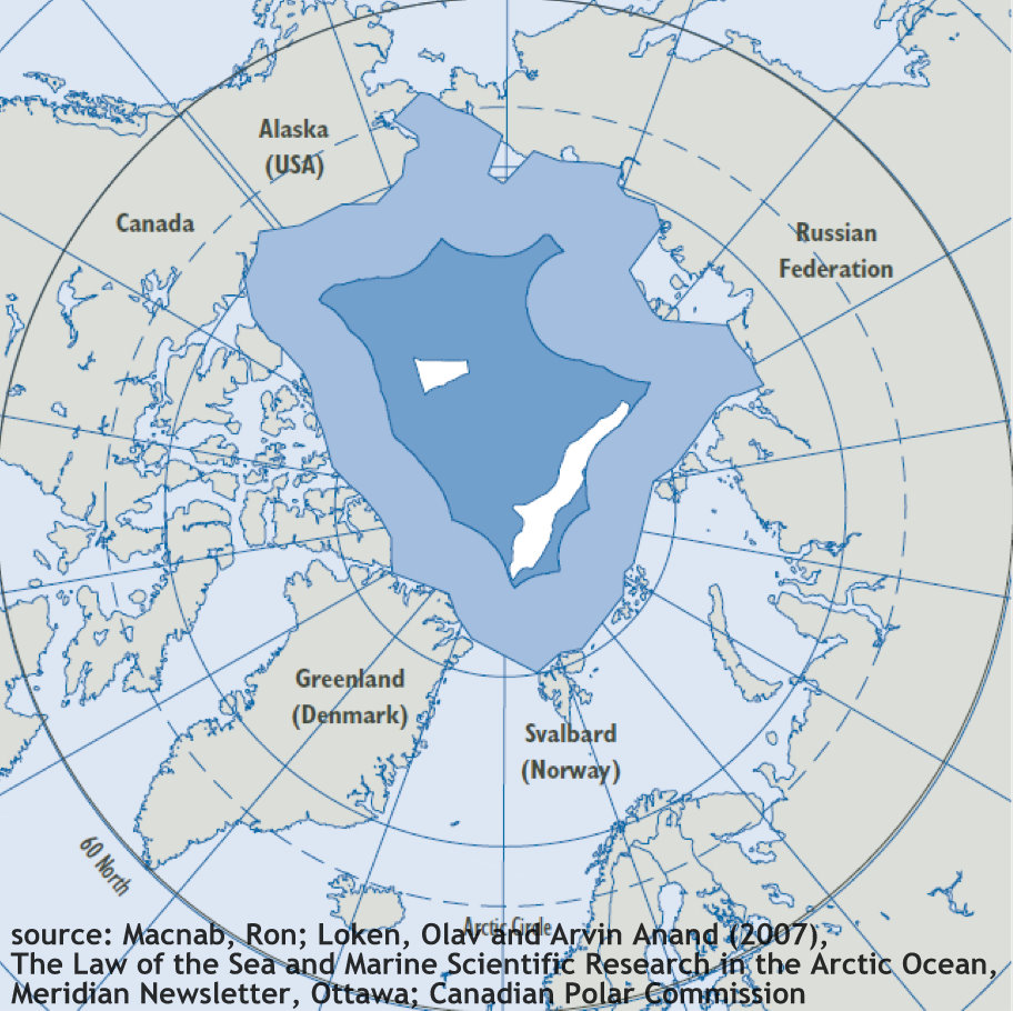 Map showing the Arctic