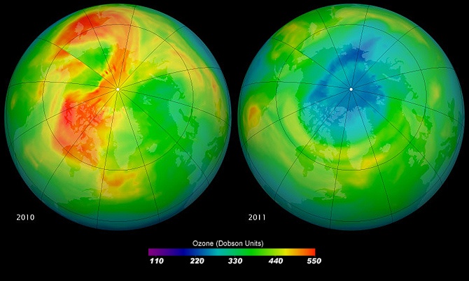 Images of Ozone hole over Arctic