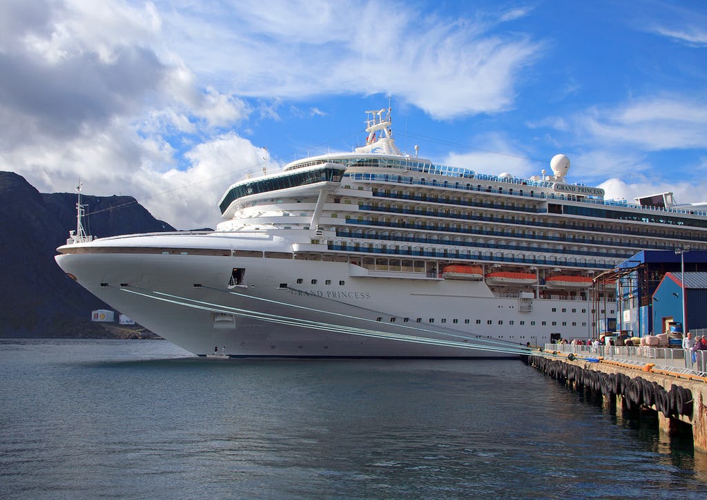 Cruise liner in small harbour
