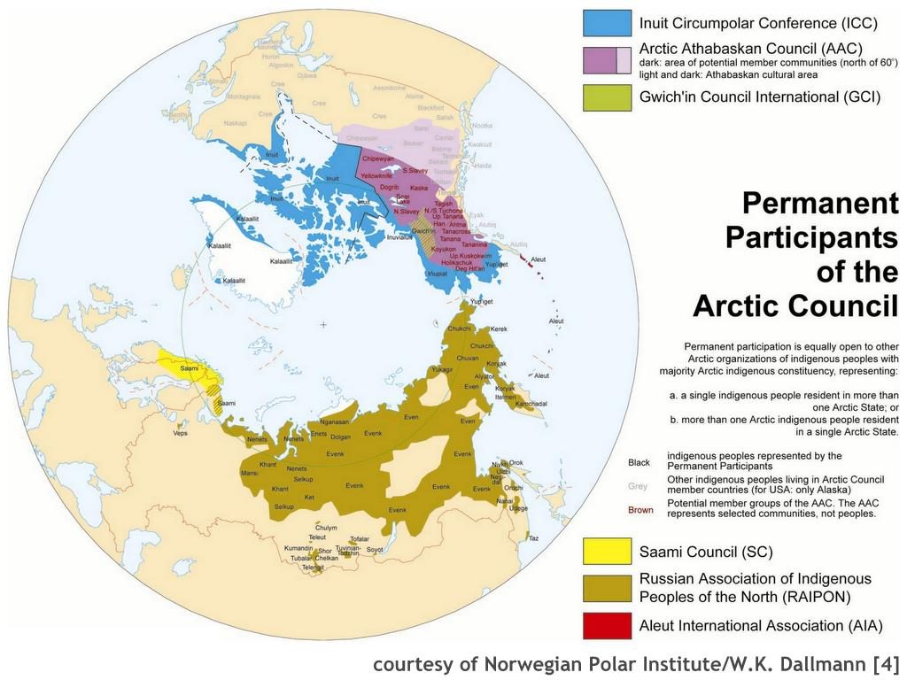 Map showing permanent participants of the Arctic Council