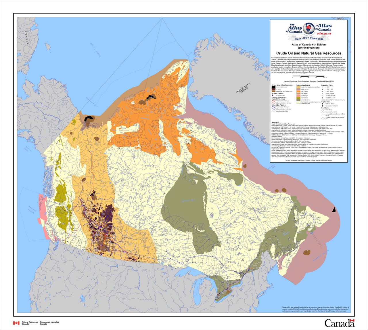 Canada Crude Oil Natural Gas Resources Map 