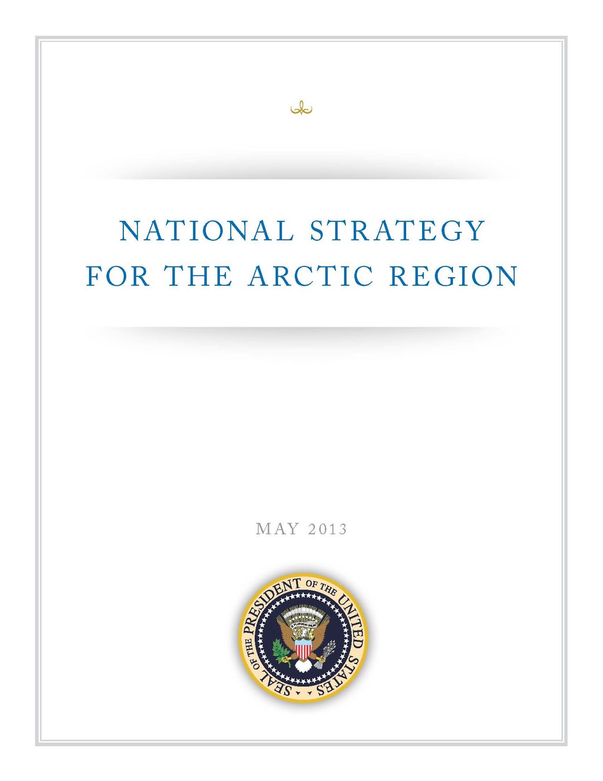 Front page of US National Strategy for the Arctic region