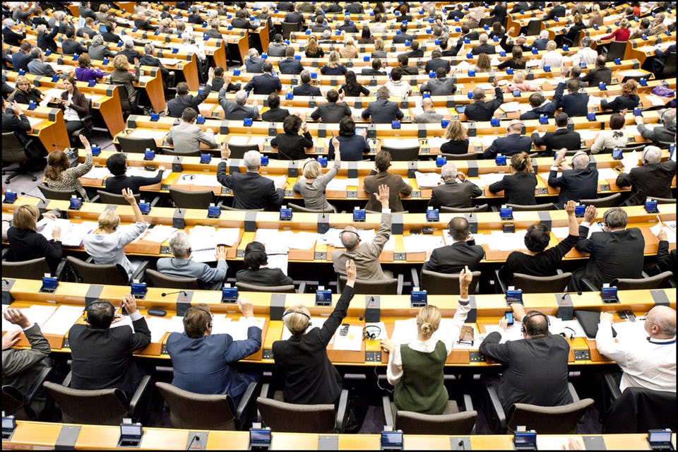 People voting in parliament