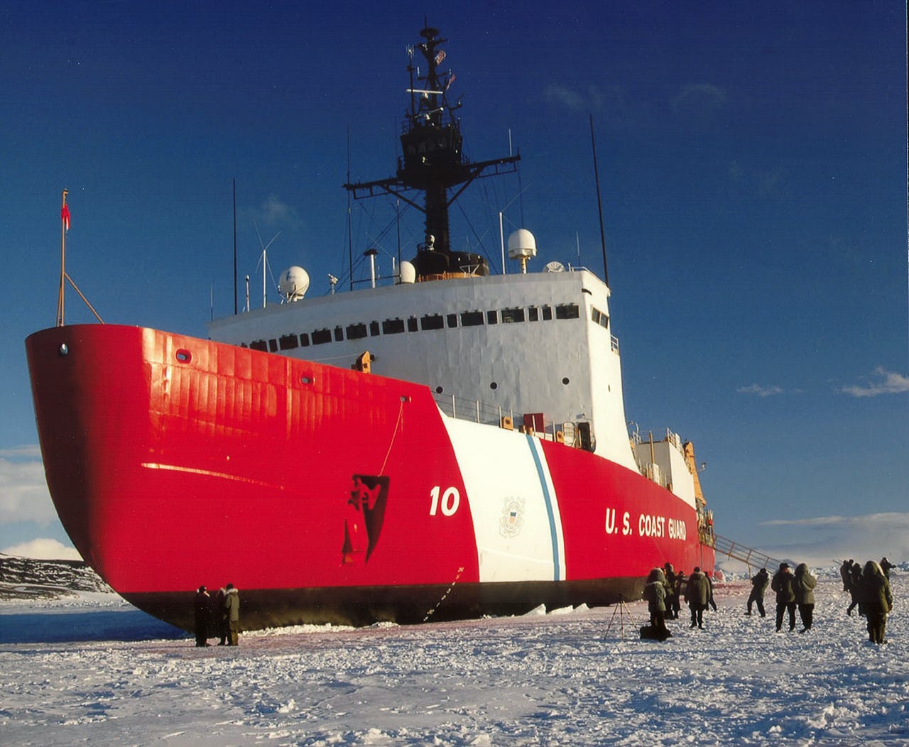 Icebreaker stuck in ice