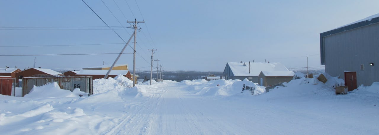 Street covered with snow in Arctic