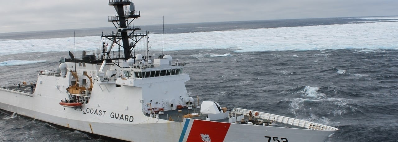 Vessel surrounded by sea ice