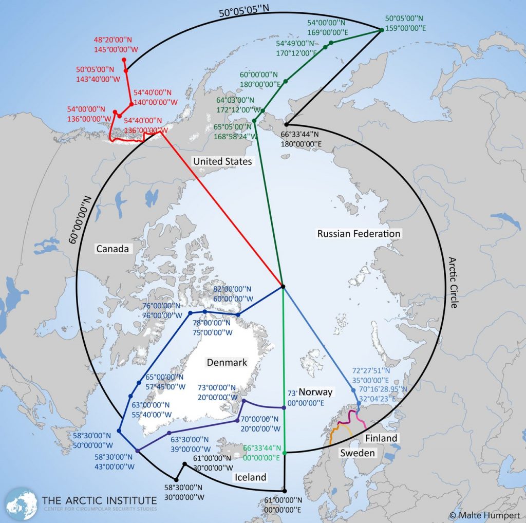 Map of the Arctic Search and Rescue zones