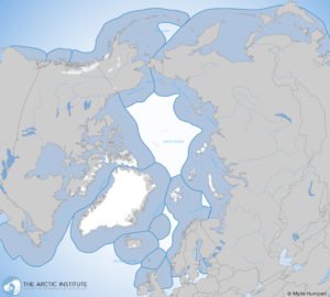 Map of exclusive economic zones of the Arctic Ocean
