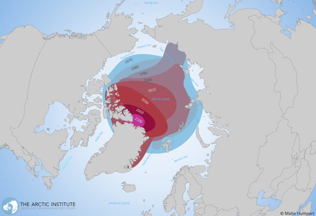 Map of sea ice extent history