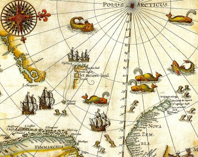 old map showing Spitsbergen and Barents Sea