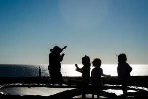 Children on a trampoline