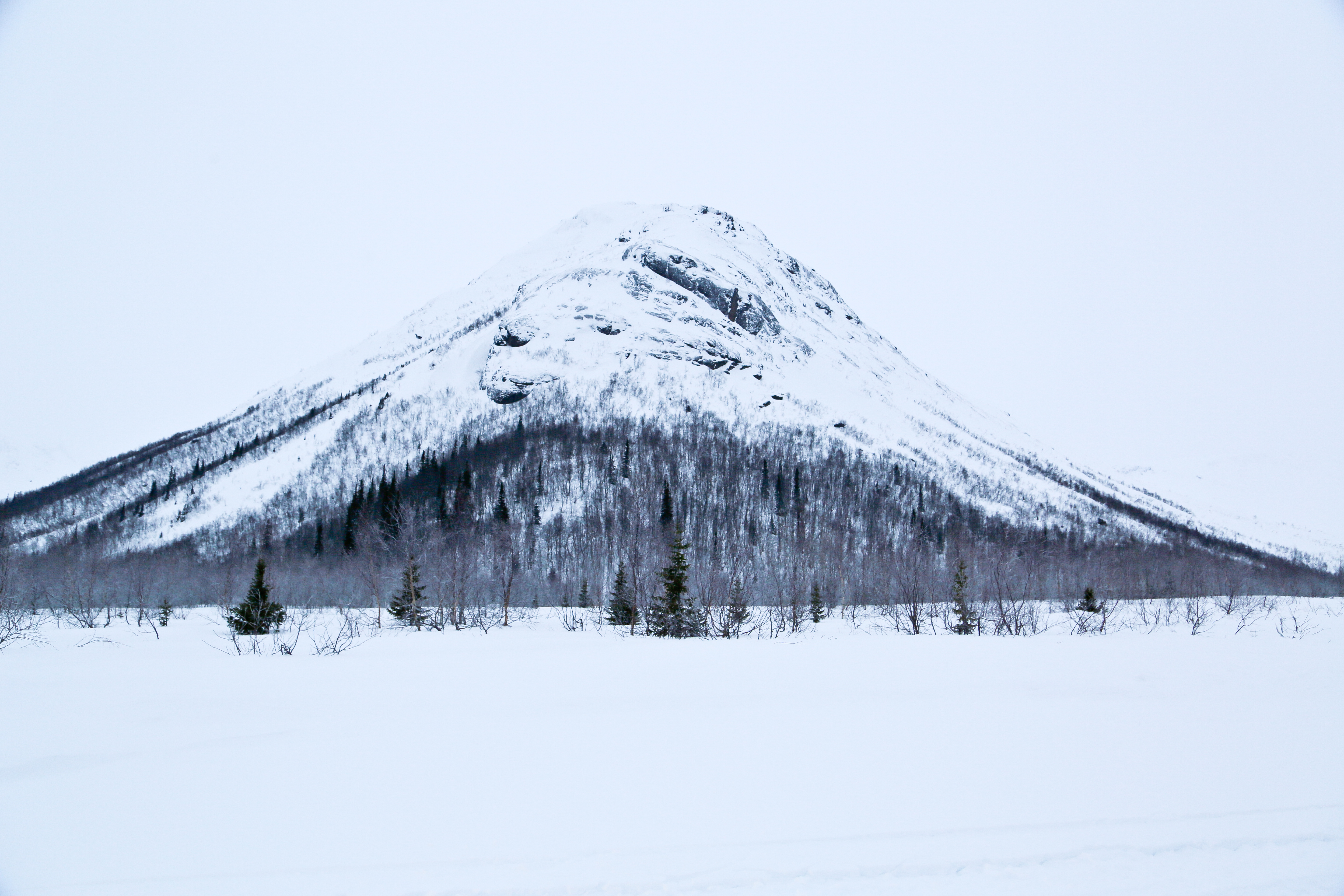 Mountain covered in snow in Russia