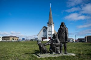 Statue in front of church