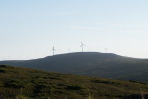 Wind turbines on a hill