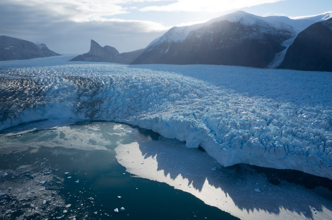 Glacier melting into ocean