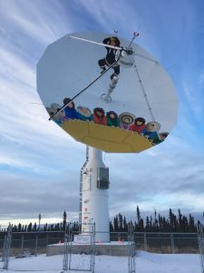 Satellite dish with colourful painting on it