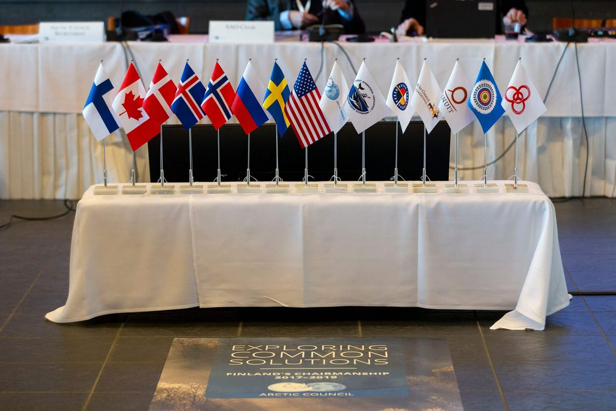 Small flags on a table