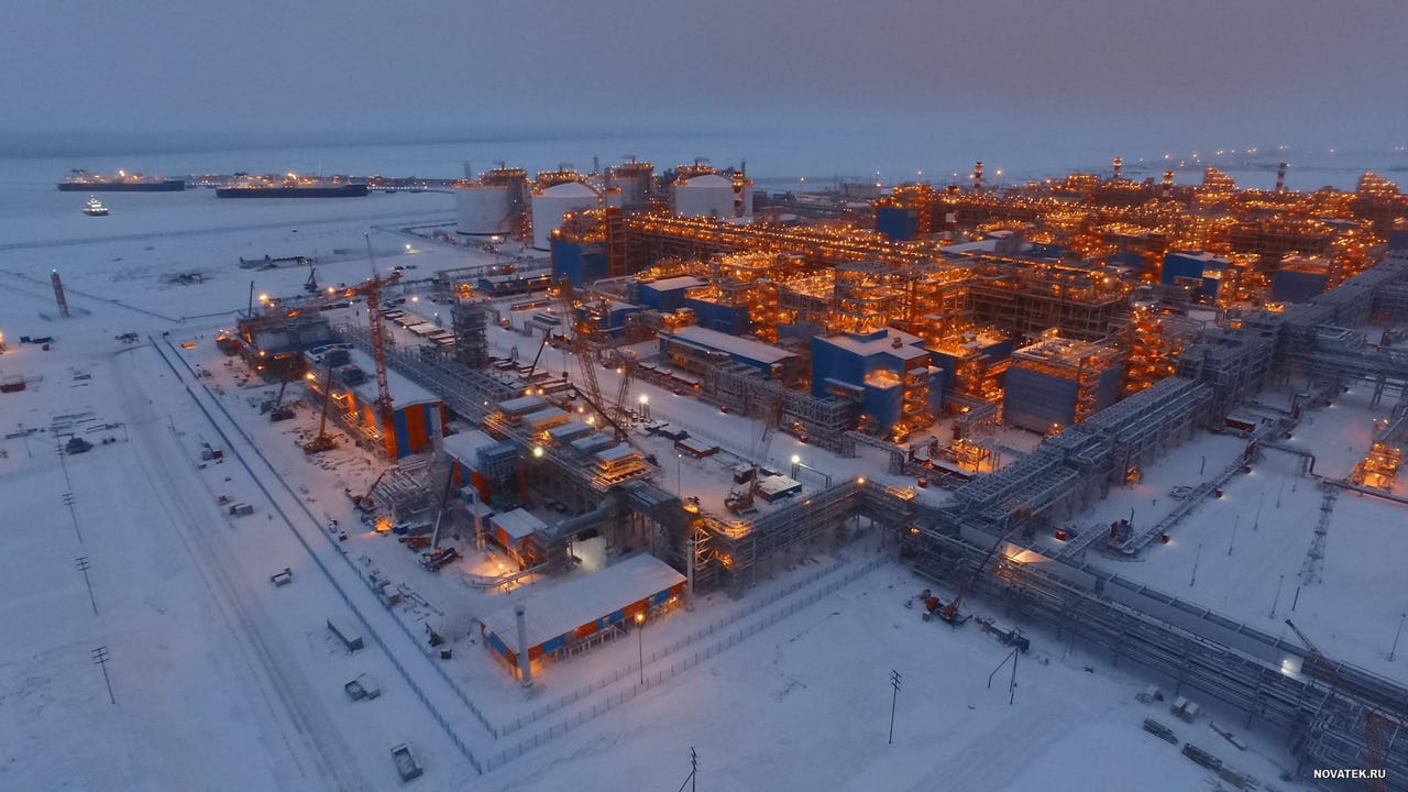 Enlightened LNG facility in Sabetta (Russia) in icy surrounding