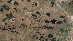 Aerial image of polluted rivers