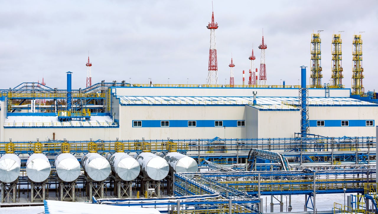 Industrial buildings in snow