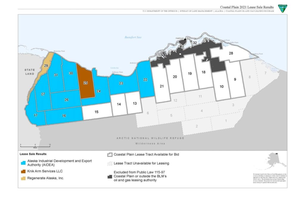 Map showing a coastline divided in different grids and different colours