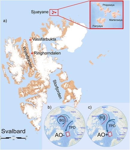 Map showing the archipelago of Svalbard