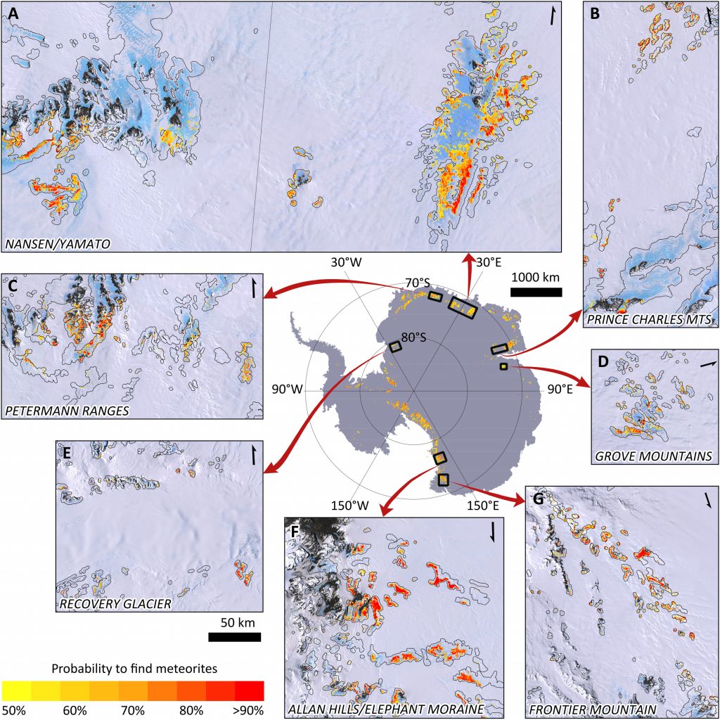 Various maps in different colours of Antarctica