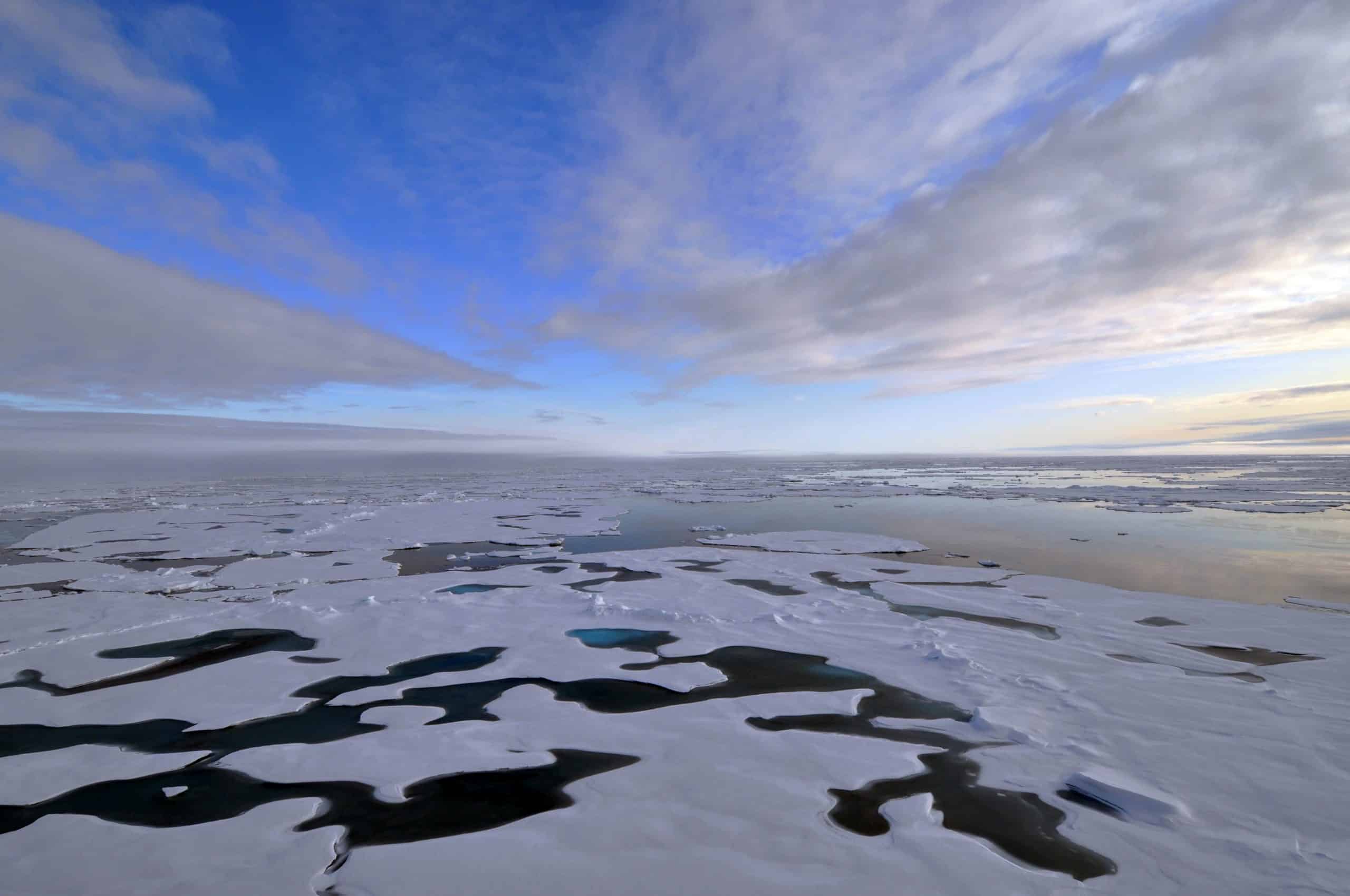 Arctic Ocean partly covered by sea ice