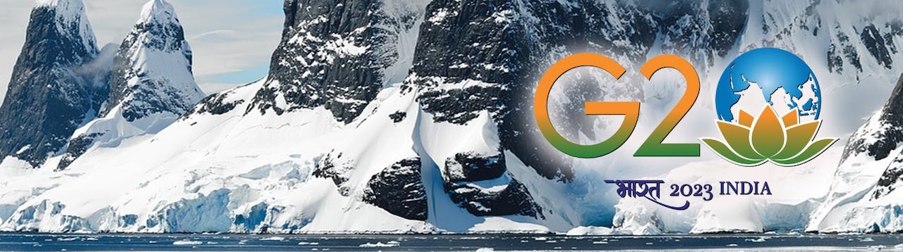 India’s G20 Presidency logo with an Arctic backdrop