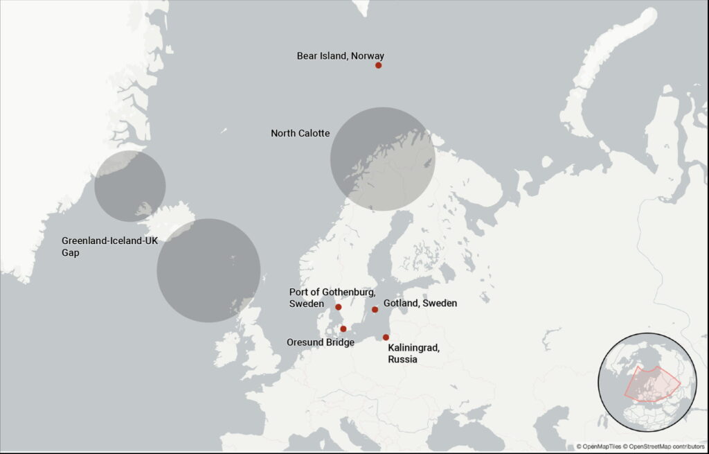 Map illustrating Finland's and Sweden's geostrategic contributions to NATO's northern flank, including key military installations, Arctic access points, and Baltic Sea coverage