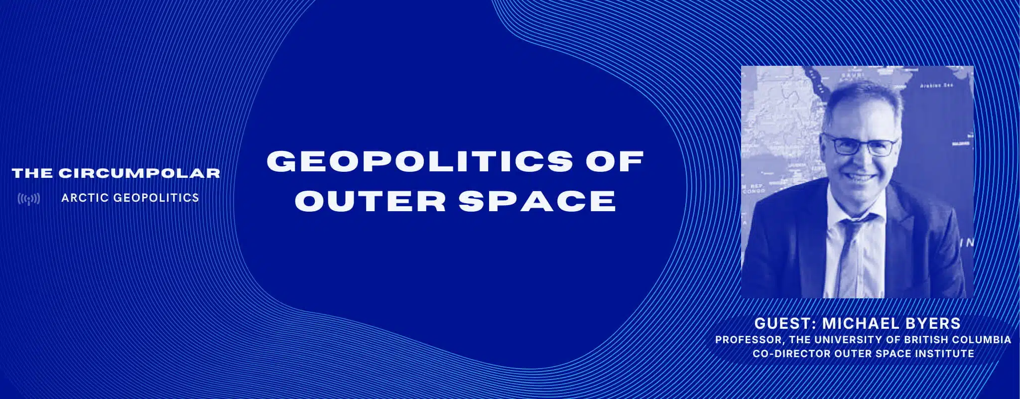 Image in blue with a profile images of Michael Byers