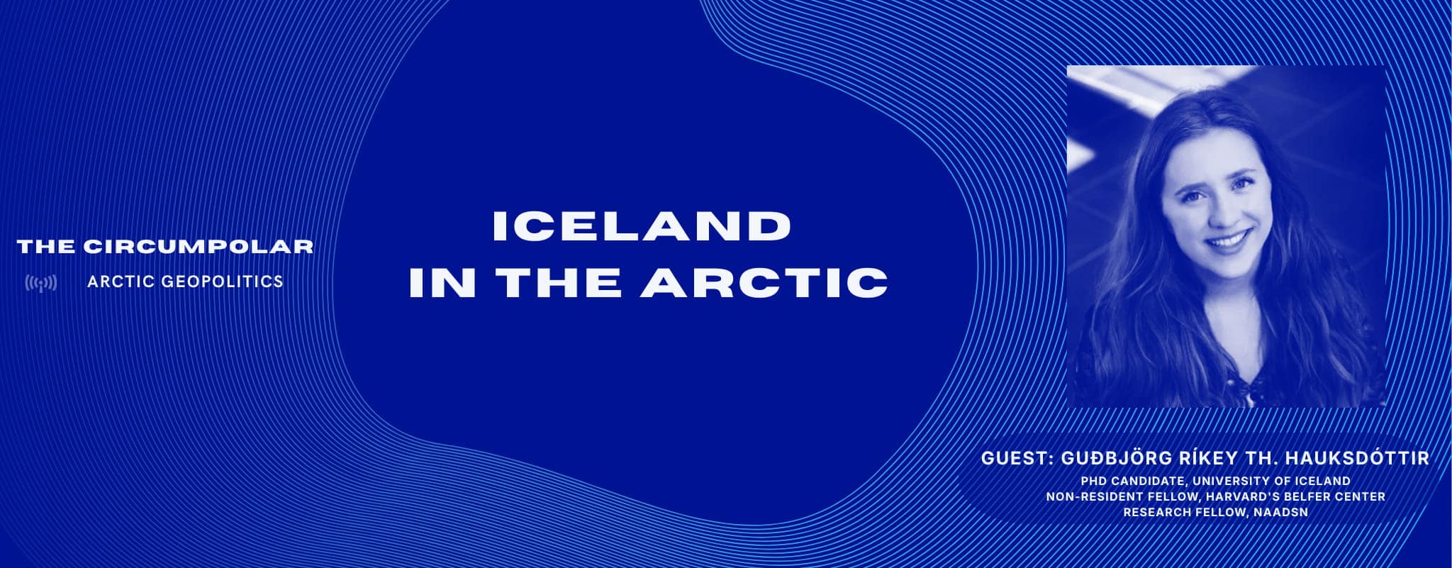 Image in blue with a profile image of Guðbjörg Ríkey Th. Hauksdóttir