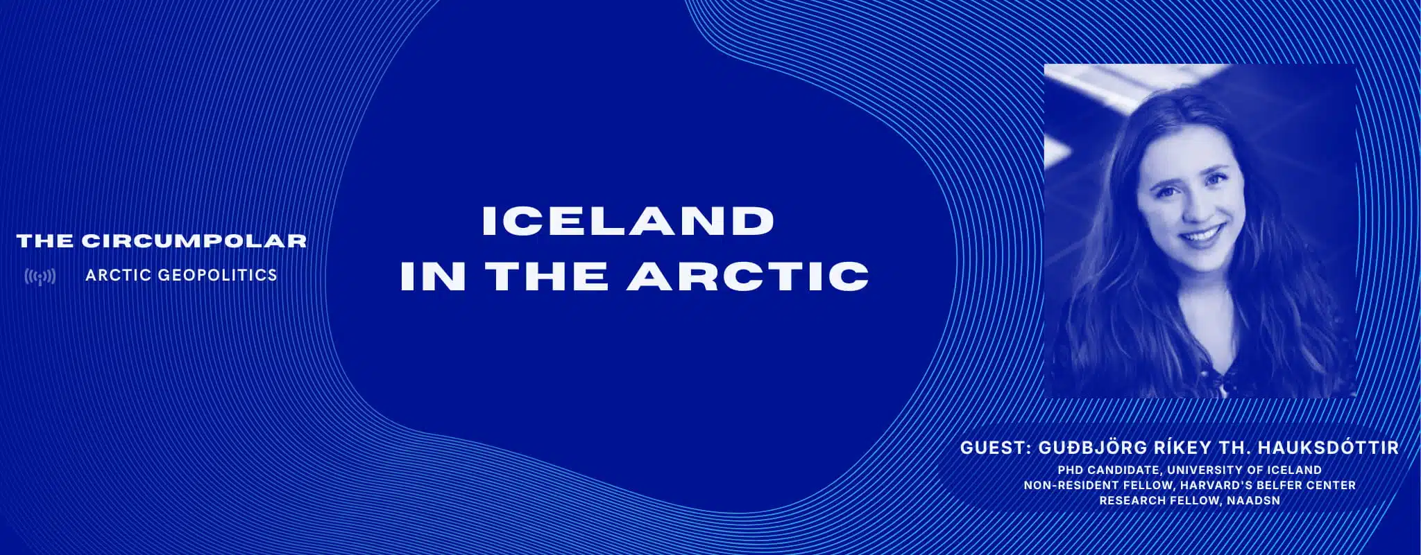 Image in blue with a profile image of Guðbjörg Ríkey Th. Hauksdóttir