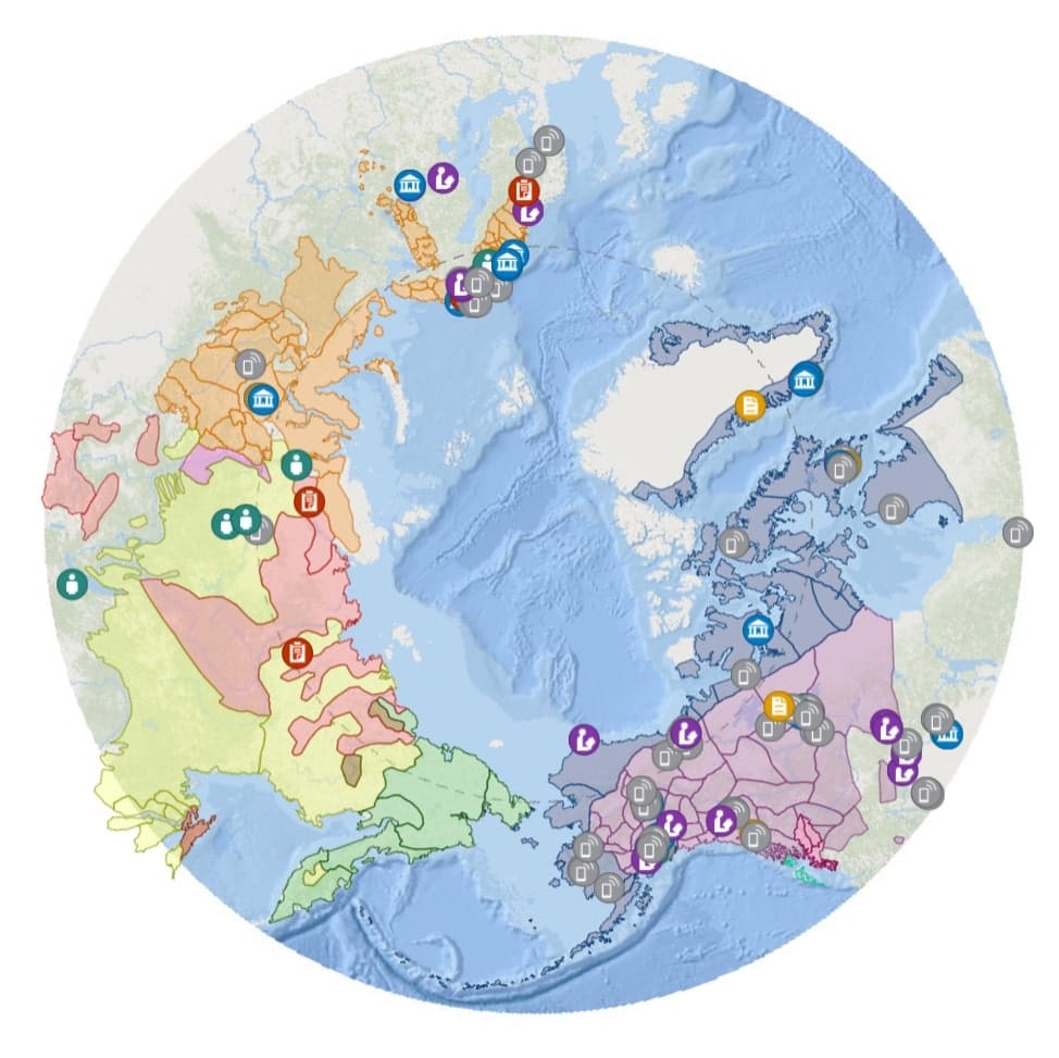 Map of the Arctic in various colours