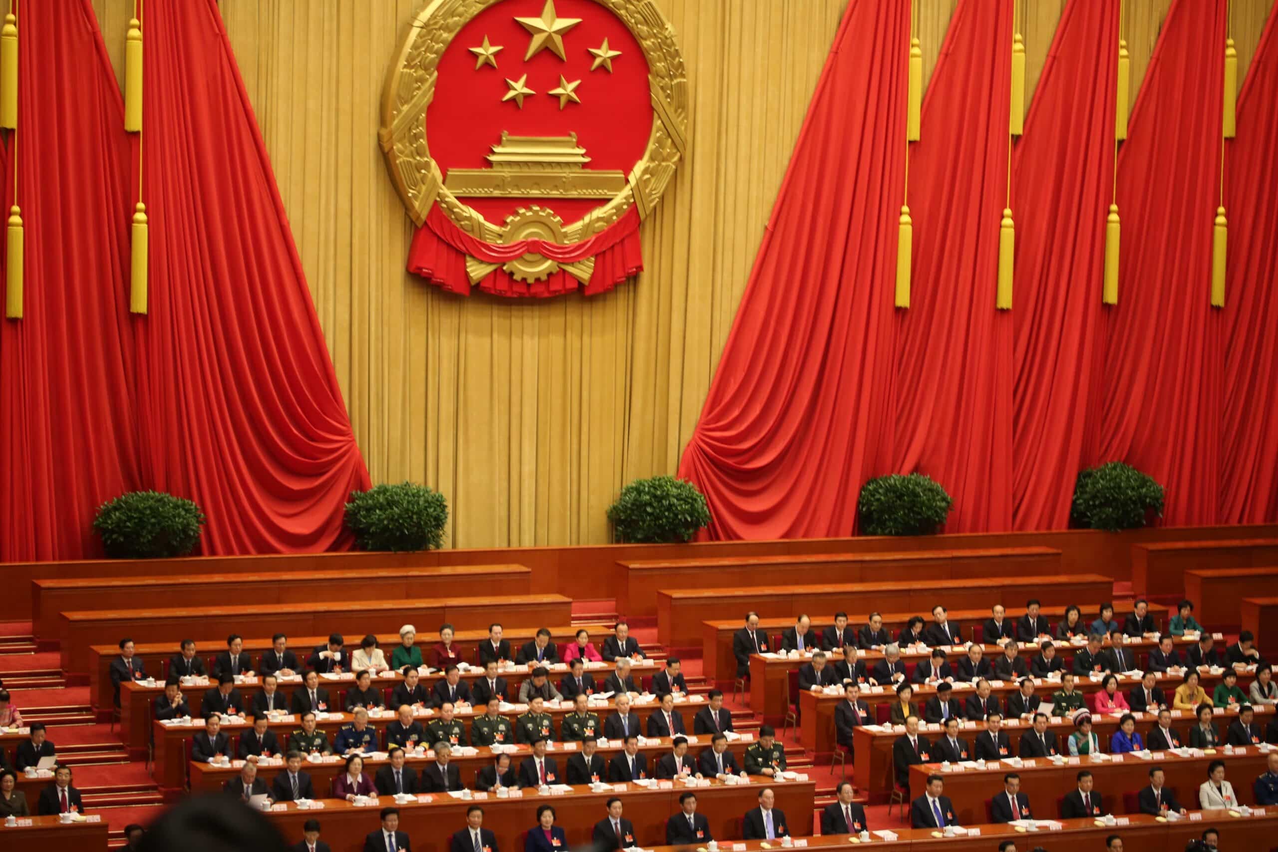 Xi Jinping and other members of the Chinese leadership meeting in the Great Hall of the People in Beijing, China