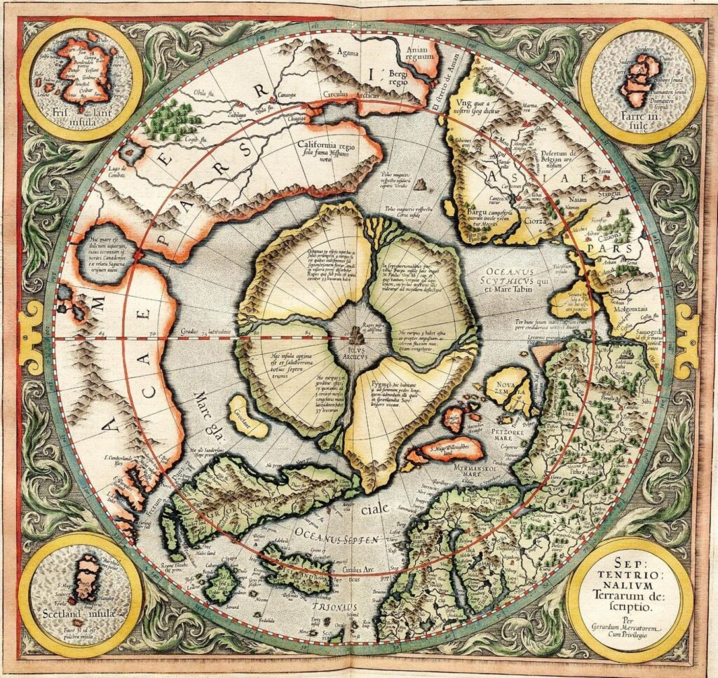 Gerardus Mercator’s 1595 'Septentrionalium Terrarum descriptio'––seemingly the first full map of the Arctic