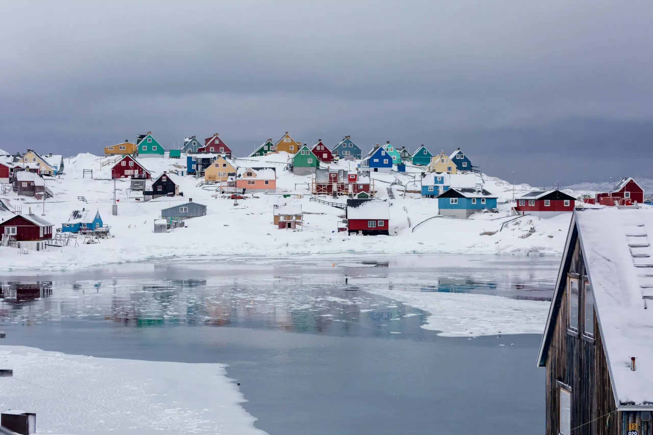 Various colored houses in Aasiaat, Greenland