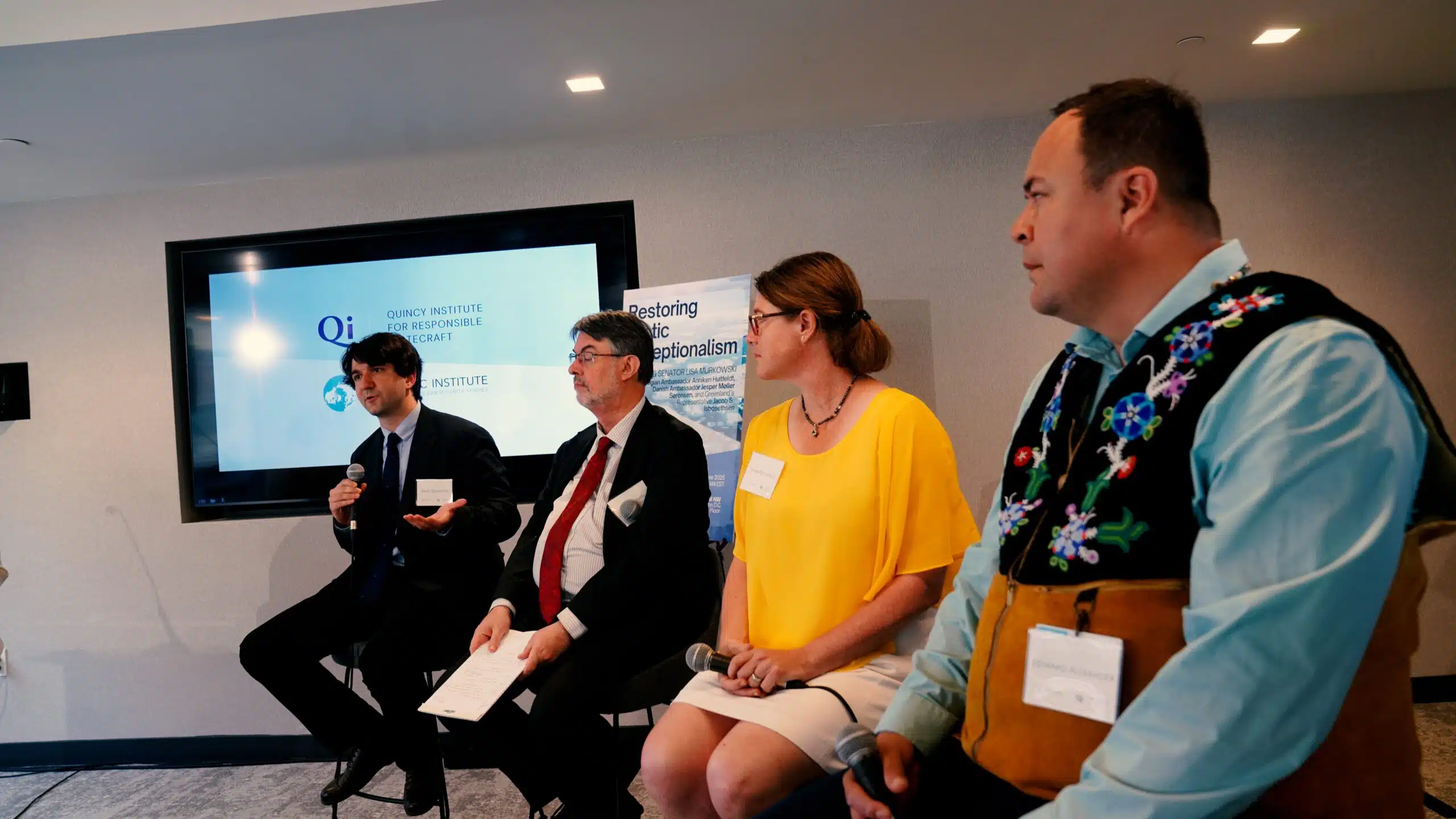 Pavel Devyatkin, Anatol Lieven, Jennifer Spence and Edward Alexander speaking at conference