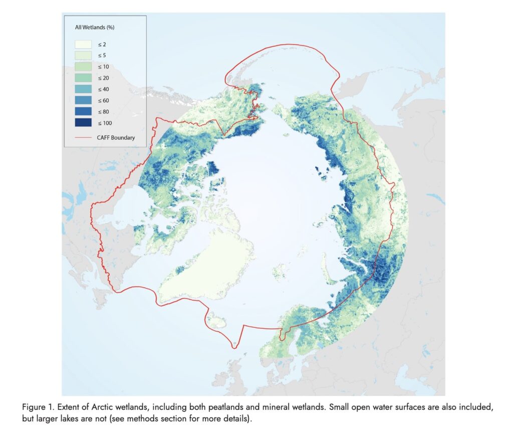 Map showing the extend of Arctic wetlands in 2021