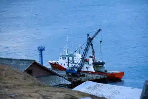 A ship in the Russian town of Barentsburg in Svalbard