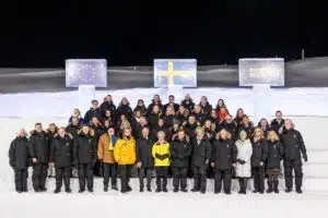 A group photo of EU Commission and Swedish government officials in Kiruna where the two sides explored Kiruna’s future mining potential